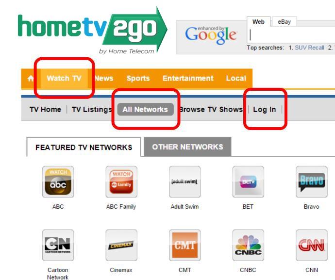 Step 2: HomeTV2Go.com is your one-stop-shop for news, local events and Video programming! You will find a list of Video programming available if you click on "Watch TV" then "All Networks".