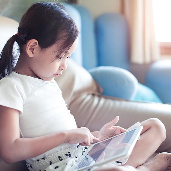 A child using a tablet