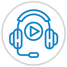 Icon of a headset and play button